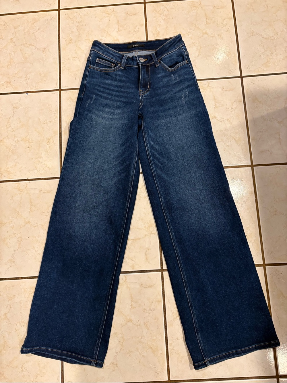 High-Rise Wide Leg Jeans in Dark Blue by Oneso sz 24